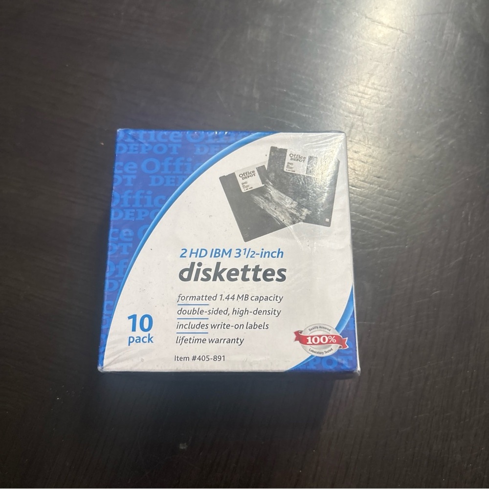 Office Depot Diskettes 10-Pack 2HD IBM 3 1/2in 1.44MB " NEW"
